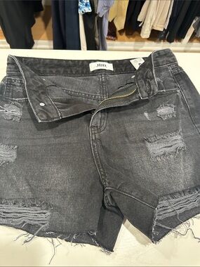 Just Black Distressed Black Jean Shorts